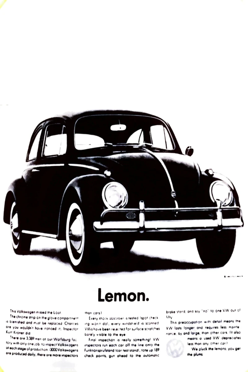 DDB Bill Bernbach's Volkswagen Ad with the Headline Lemon
